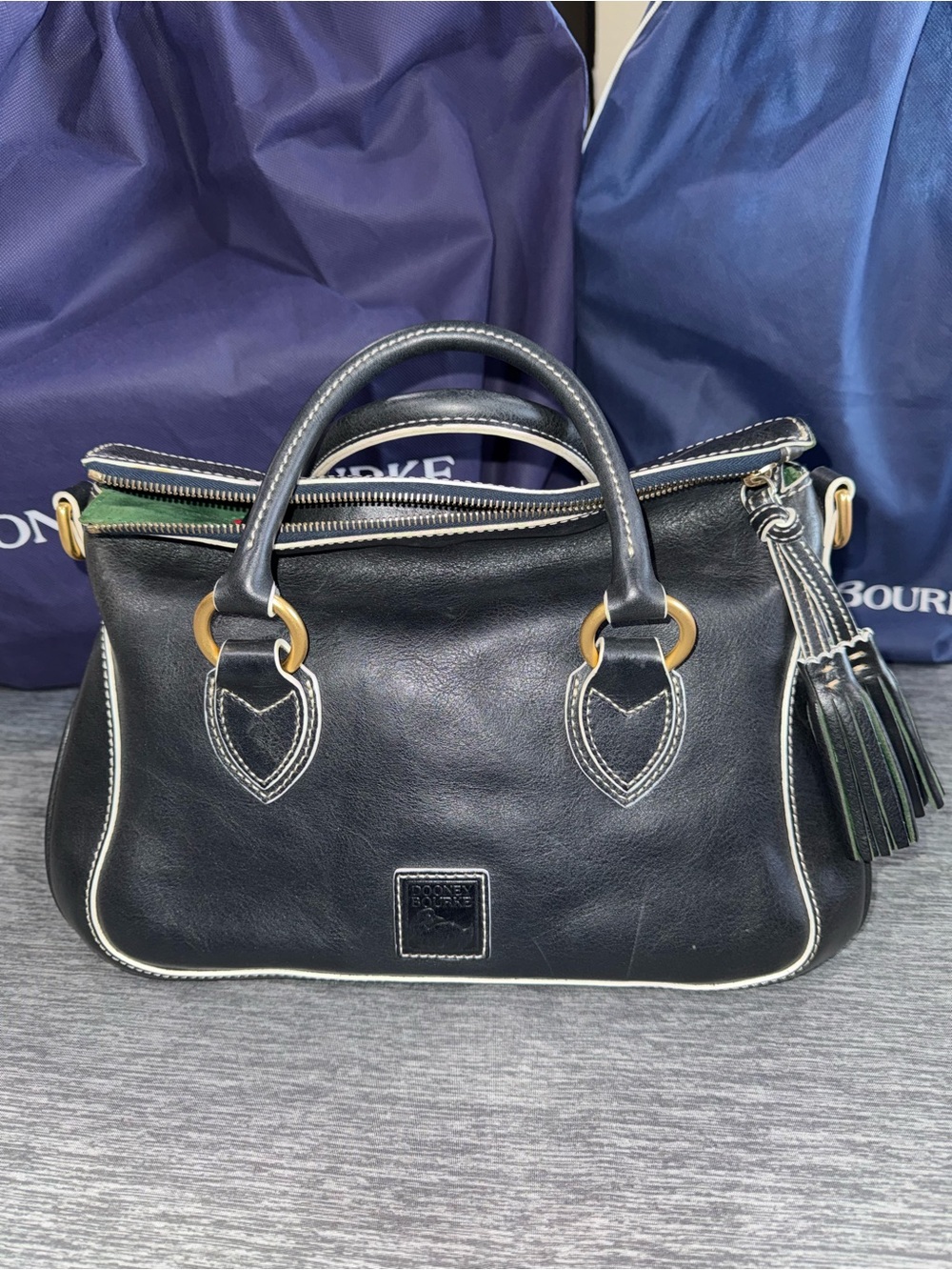 Dooney & Bourke Navy Florentine Edge Satchel